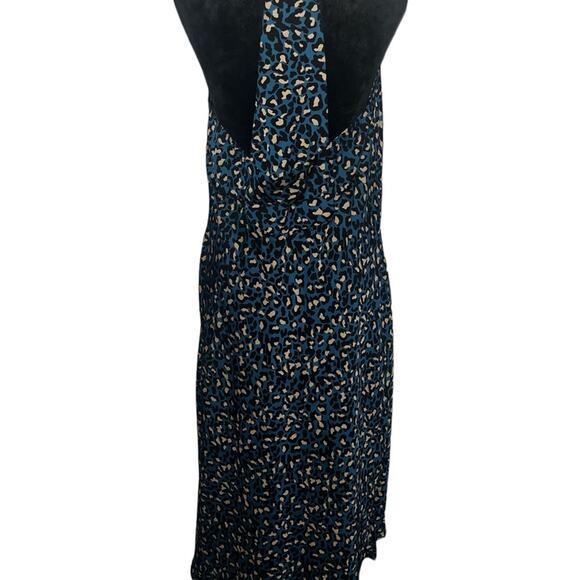 BCBGeneration Stardust Cheetah Animal Print Cocktail Medi Dress Blue Green Sz L - Picture 4 of 9